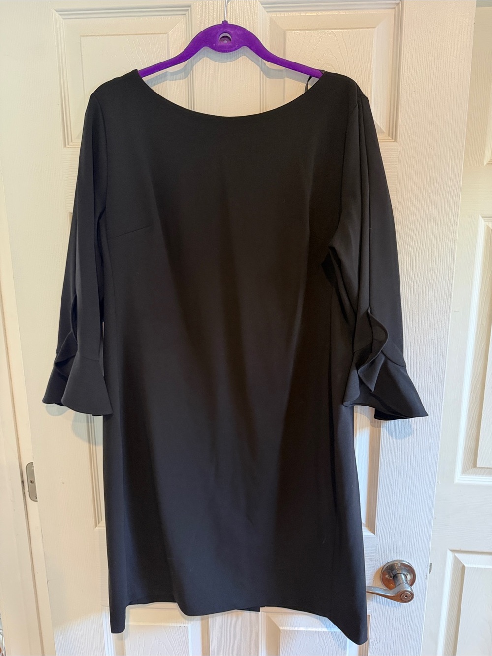Karl Lagerfeld Black Long Sleeve Shift Dress with Ruffled Cuffs